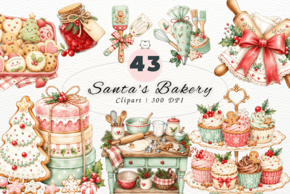 Download Cute Santa's Bakery Clipart,Christmas - Premium Resources